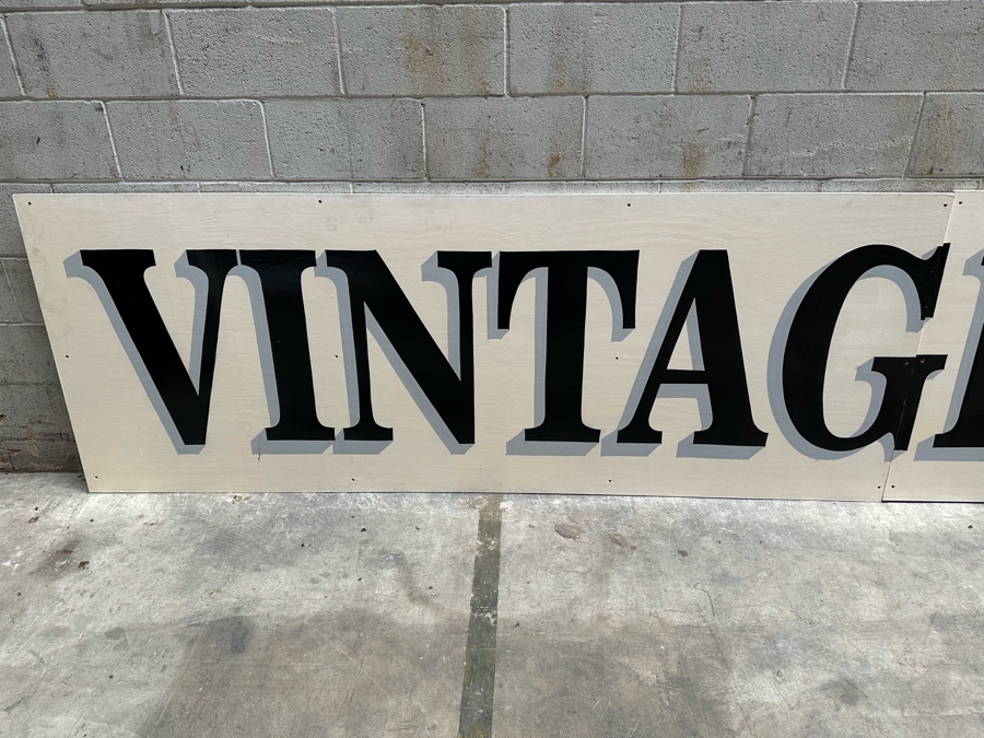 Huge Hand-Painted 4-Panel Wooden Storefront Sign 'Vintage Decor Antiques' With Fleur-de-lis Each Panel Measures [Photo 3]