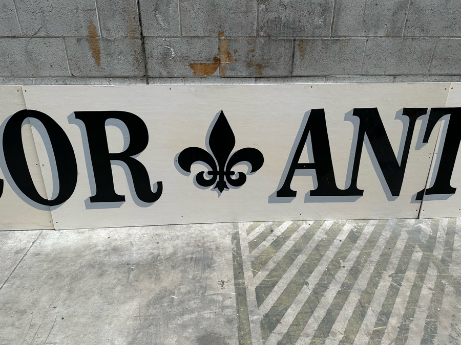 Huge Hand-Painted 4-Panel Wooden Storefront Sign 'Vintage Decor Antiques' With Fleur-de-lis Each Panel Measures [Photo 6]