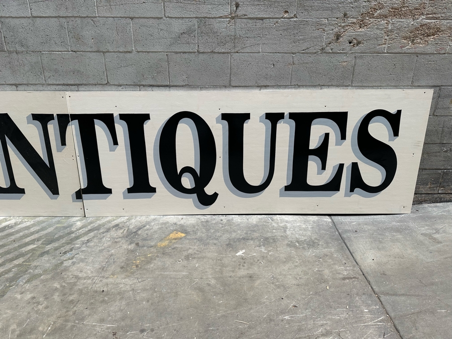 Huge Hand-Painted 4-Panel Wooden Storefront Sign 'Vintage Decor Antiques' With Fleur-de-lis Each Panel Measures [Photo 8]