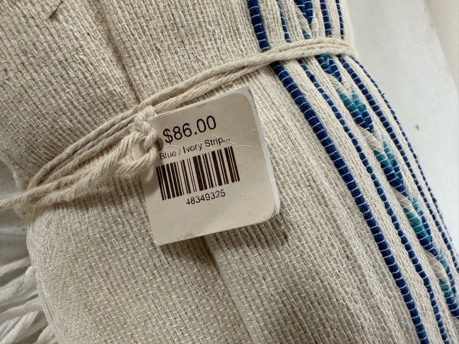 Blue / Ivory Striped Beach Blanket Retails $86 [Photo 5]