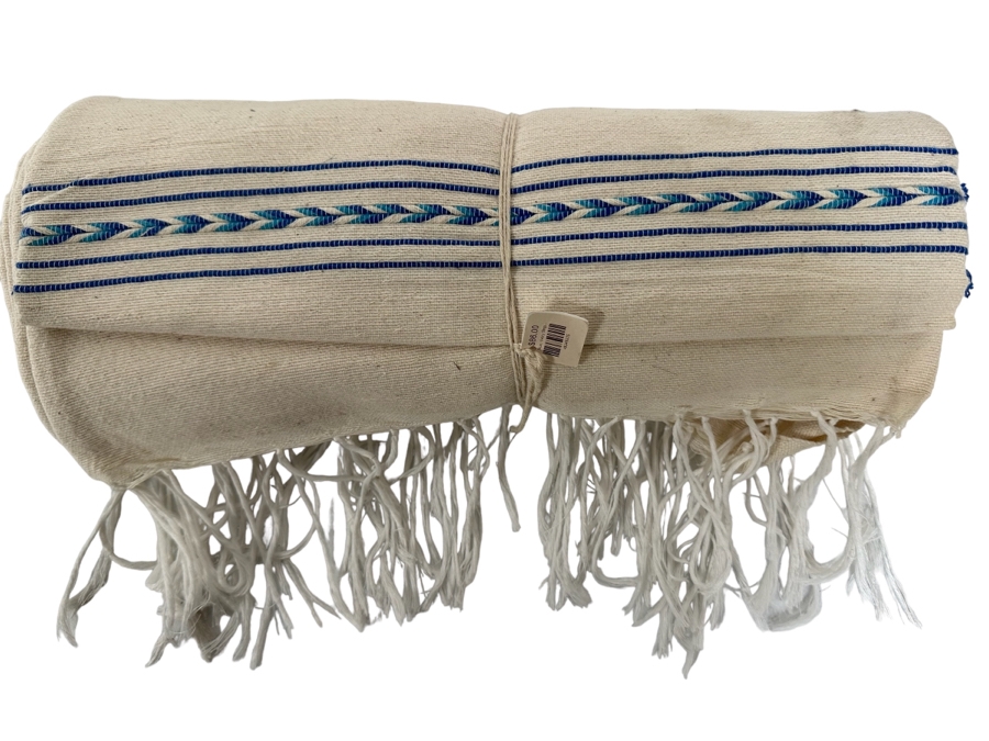 Blue / Ivory Striped Beach Blanket Retails $86 [Photo 1]