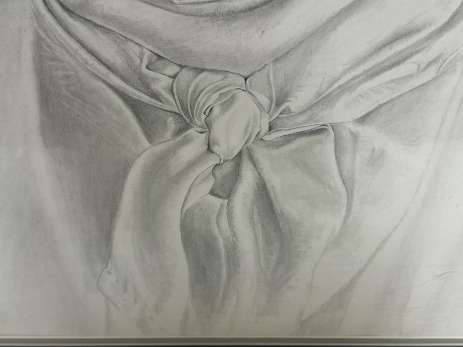 Original Pencil Drawing On Paper Of Cowboy Signed DB 20.5W X 28H Framed 26.5W X 33.5H [Photo 6]