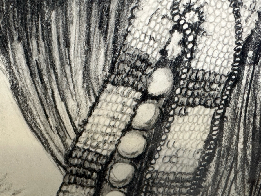 Original Pencil Drawing On Paper Of Native American Indian Signed DB 10W X 12H Framed 19W X 23H [Photo 8]