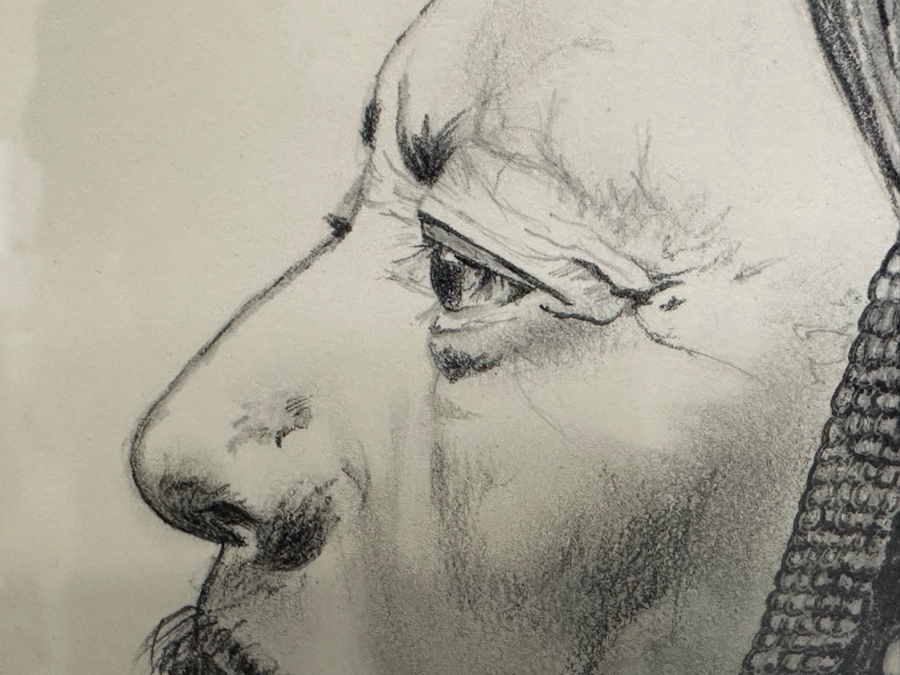 Original Pencil Drawing On Paper Of Native American Indian Signed DB 10W X 12H Framed 19W X 23H [Photo 9]