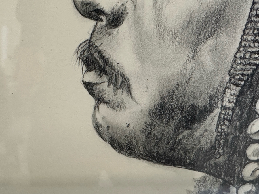 Original Pencil Drawing On Paper Of Native American Indian Signed DB 10W X 12H Framed 19W X 23H [Photo 10]