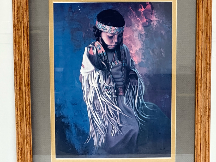 Limited Edition Hand Signed Print Of Native American Girl 11 X 15 Framed 19 X 23 [Photo 3]