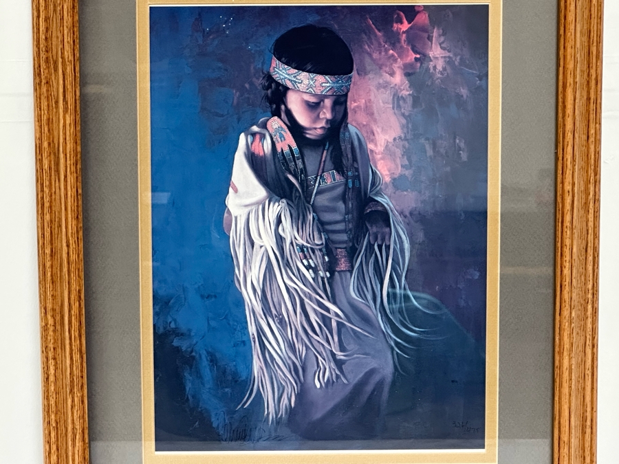 Limited Edition Hand Signed Print Of Native American Girl 11 X 15 Framed 19 X 23 [Photo 1]