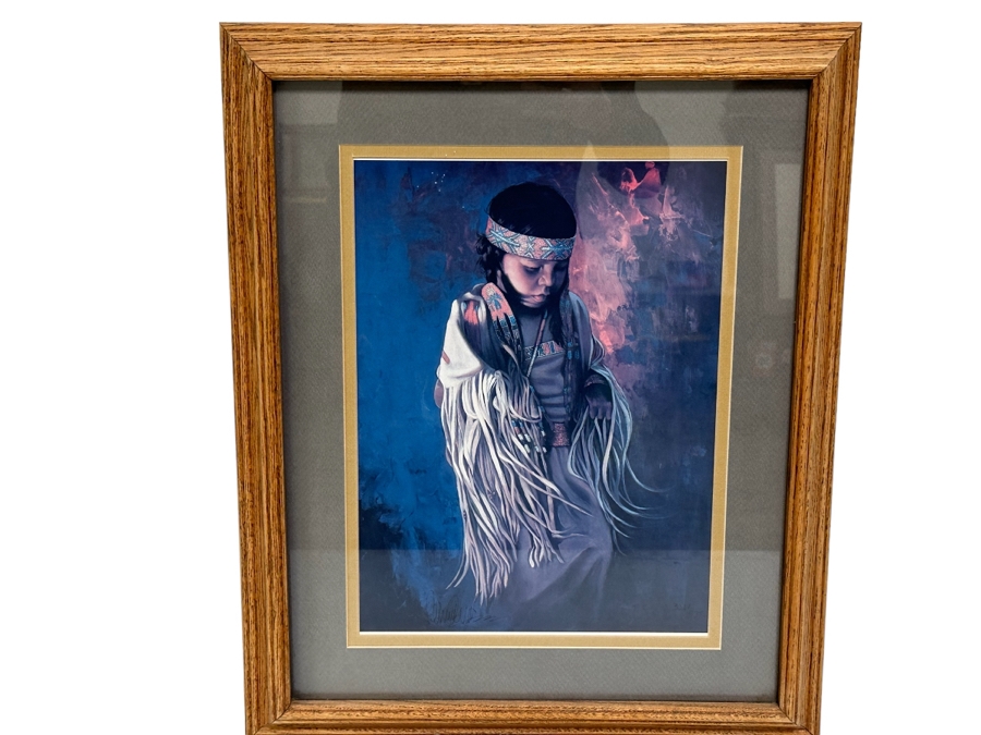 Limited Edition Hand Signed Print Of Native American Girl 11 X 15 Framed 19 X 23 [Photo 2]