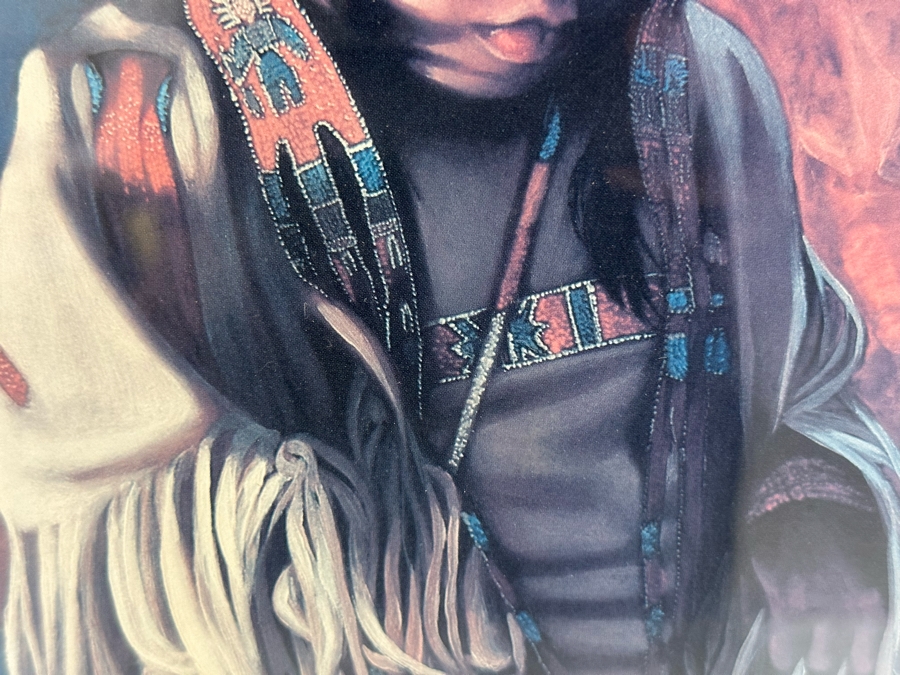 Limited Edition Hand Signed Print Of Native American Girl 11 X 15 Framed 19 X 23 [Photo 6]