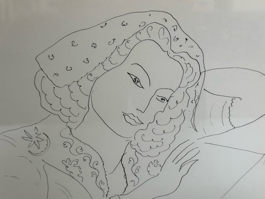 Henri Matisse 1942 Line Drawing Print Woman Reading A Letter 12.5W X 9.5H Framed 20W X 17H [Photo 7]