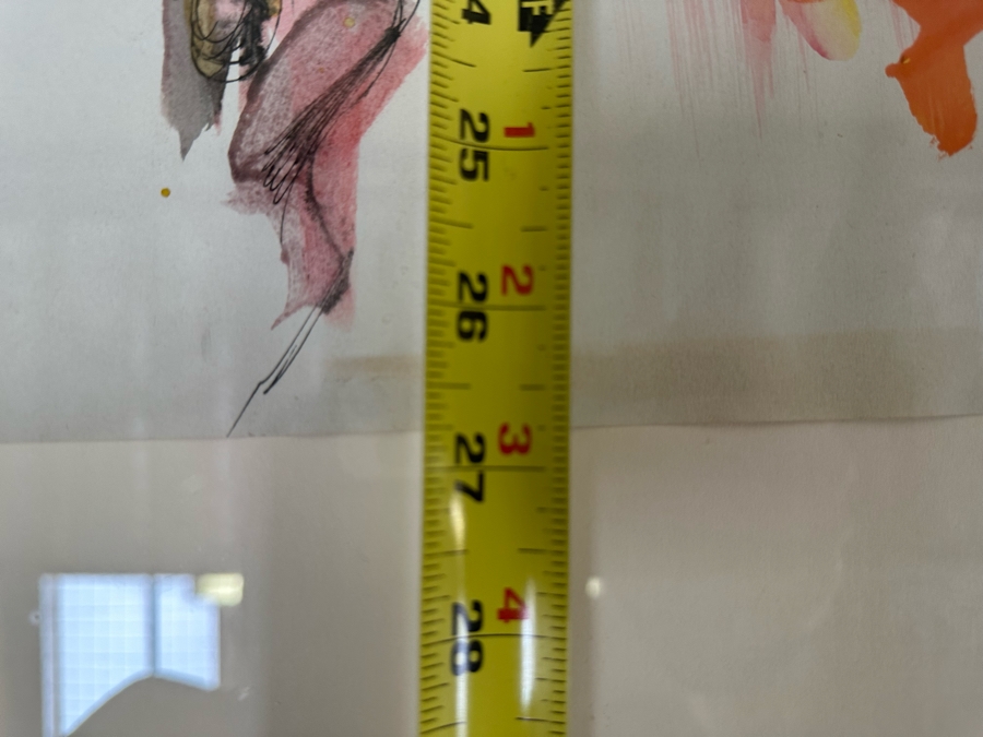 Hendrik Grise (1914-1982, Los Angeles) Original Abstract Modernist Nude Painting On Paper Signed Grise 15.5W X 27H Framed 27W X 38H (Crack In Glass Lower Right) [Photo 12]