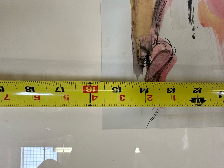 Hendrik Grise (1914-1982, Los Angeles) Original Abstract Modernist Nude Painting On Paper Signed Grise 15.5W X 27H Framed 27W X 38H (Crack In Glass Lower Right) [Photo 11]