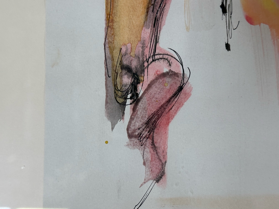 Hendrik Grise (1914-1982, Los Angeles) Original Abstract Modernist Nude Painting On Paper Signed Grise 15.5W X 27H Framed 27W X 38H (Crack In Glass Lower Right) [Photo 7]