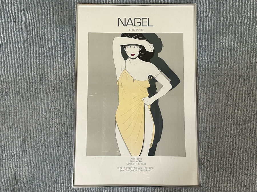 Hand Signed 1980 Patrick Nagel Art Exp New York Poster Published By Mirage Editions Limited Edition Framed 22 X 33 [Photo 1]