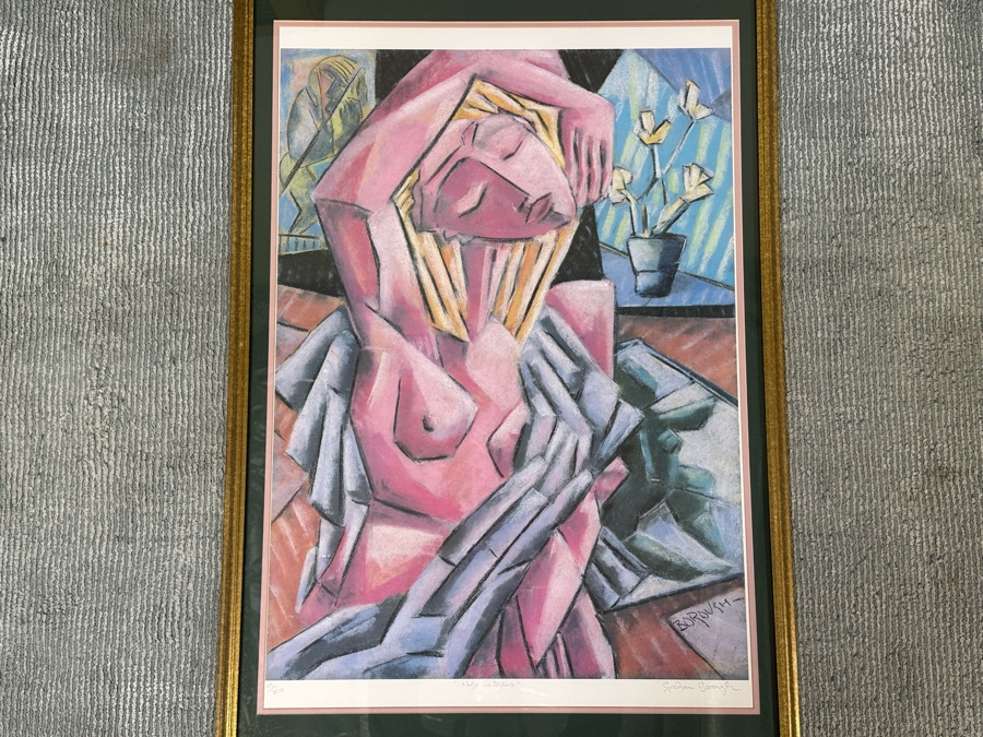 Hand Signed Limited Edition Print By Graham Borough Titled 'Nude In Studio' 22 X 32 Framed 27 X 42 [Photo 1]