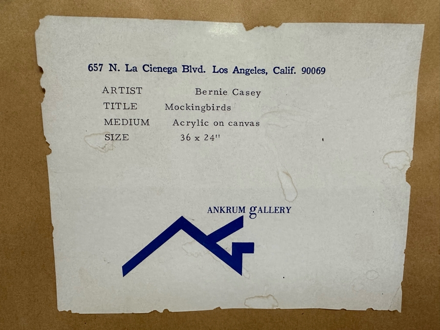 Bernie Casey (1939-2017) Original Acrylic Painting On Canvas Titled 'Mockingbirds' 36 X 24 (Former NFL Football Player / Revenge Of The Nerds Actor)  [Photo 10]