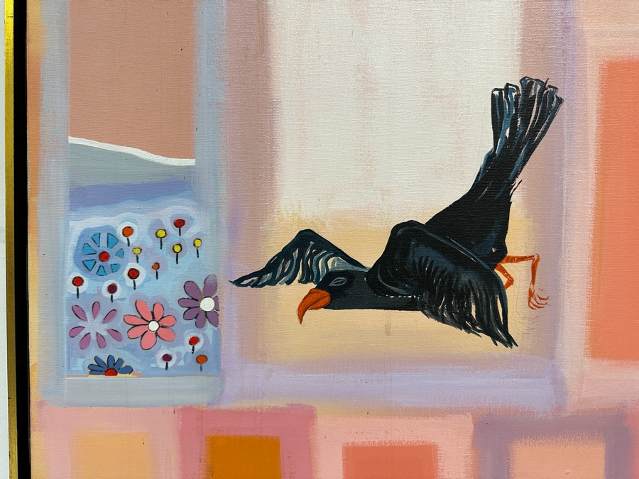 Bernie Casey (1939-2017) Original Acrylic Painting On Canvas Titled 'Mockingbirds' 36 X 24 (Former NFL Football Player / Revenge Of The Nerds Actor)  [Photo 3]