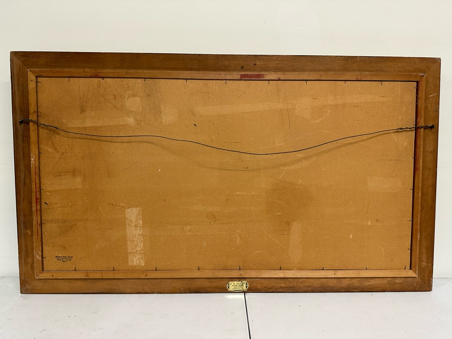 Stunning Original Oil Painting On Board Dock Harbor Scene In Antique Gilt Frame Signed Giori 45 X 23 Framed 51 X 29 [Photo 16]