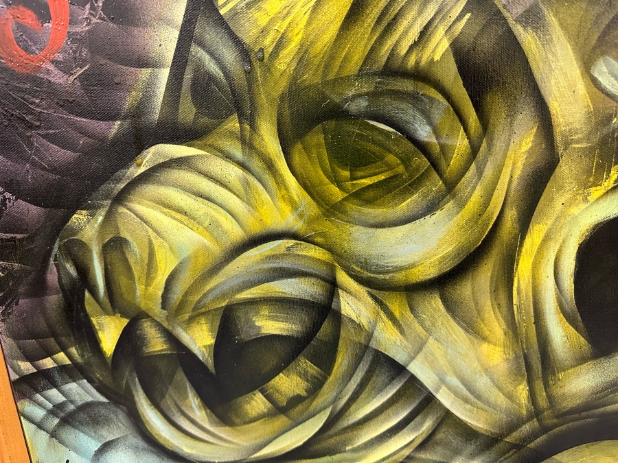 Large Original Abstract Cubism Painting On Canvas Signed G. Aug. 97 Defiesse 36 X 48 Framed 44 X 55 [Photo 10]