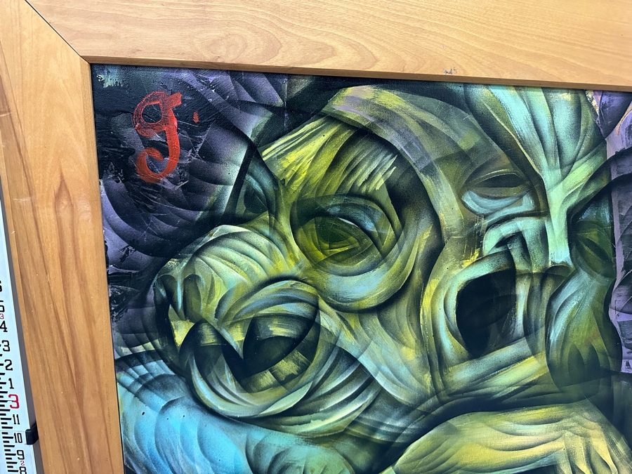 Large Original Abstract Cubism Painting On Canvas Signed G. Aug. 97 Defiesse 36 X 48 Framed 44 X 55 [Photo 4]