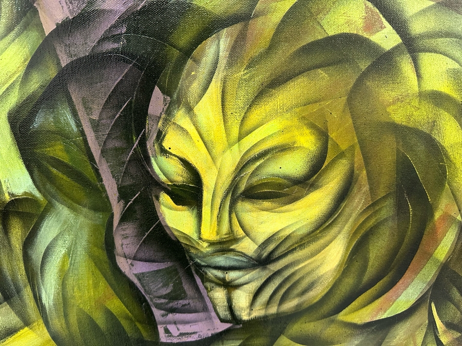 Large Original Abstract Cubism Painting On Canvas Signed G. Aug. 97 Defiesse 36 X 48 Framed 44 X 55 [Photo 12]