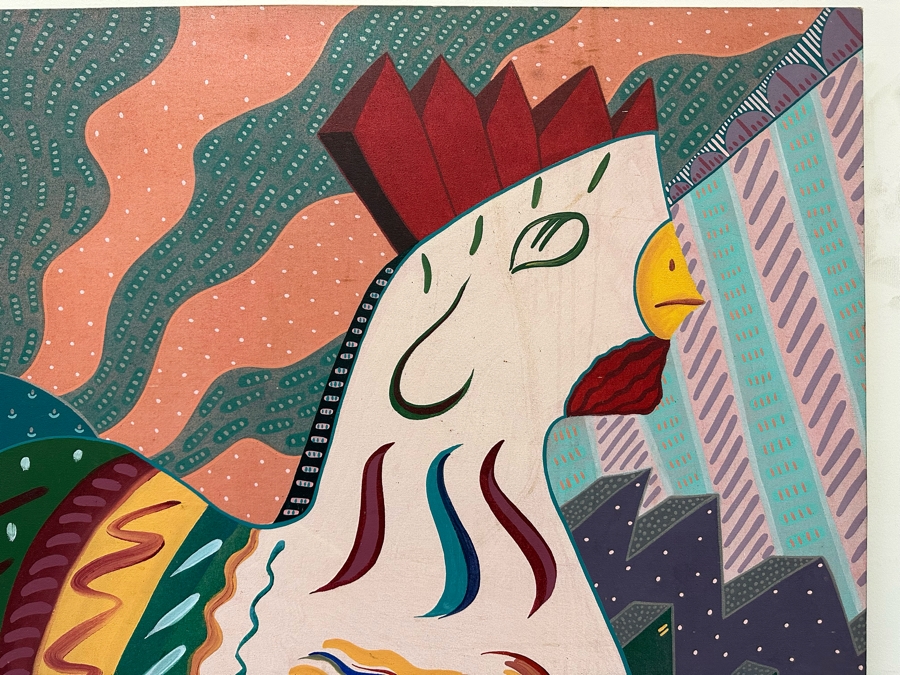 Large Original Abstract Painting On Canvas Signed But Signature Illegible  [Photo 4]