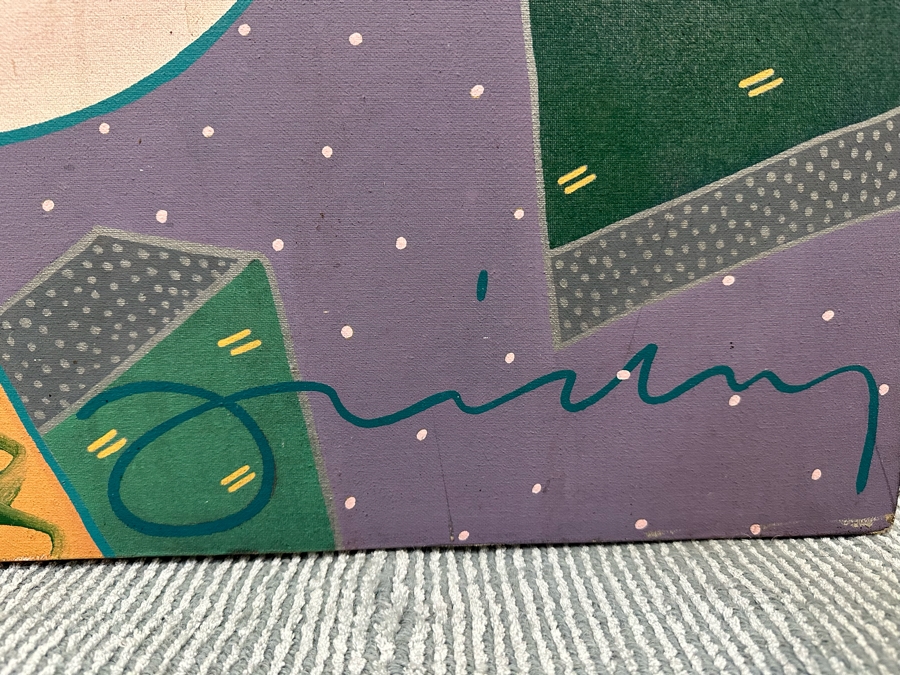 Large Original Abstract Painting On Canvas Signed But Signature Illegible  [Photo 6]