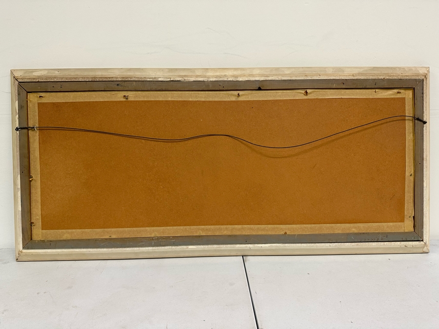 Original Mid-Century Abstract Bridge Cityscape With Boats On Water Signed Gene Sterling ( Laguna Beach Artist / Actor) 40 X 16 Framed 46 X 21 [Photo 9]