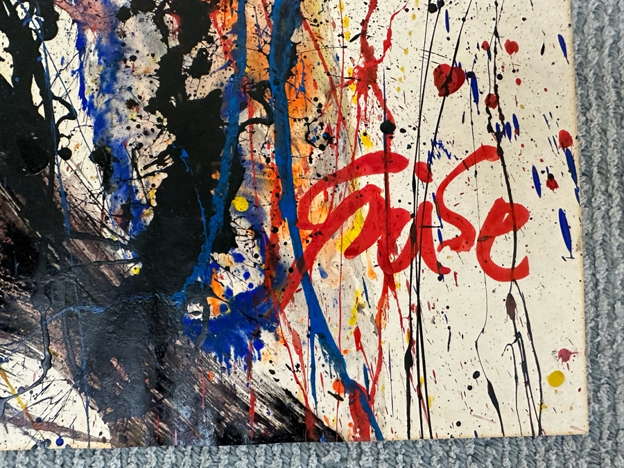 Hendrik Grise (1914-1982, Los Angeles) Original Abstract Modernist Painting On Paper In Manner Of Jackson Pollock Drip Painting Signed Grise 22.5W X 35H [Photo 5]