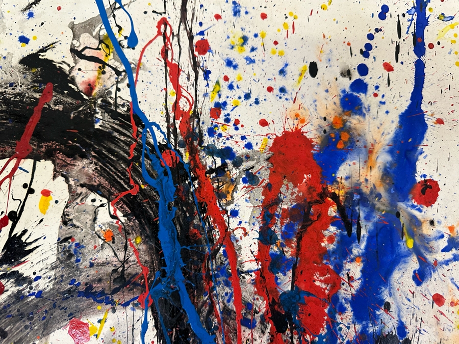 Hendrik Grise (1914-1982, Los Angeles) Original Abstract Modernist Painting On Paper In Manner Of Jackson Pollock Drip Painting Signed Grise 22.5W X 35H [Photo 8]