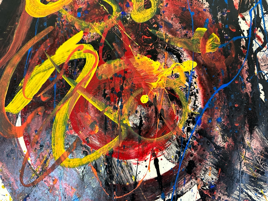 Hendrik Grise (1914-1982, Los Angeles) Original Abstract Modernist Painting On Paper In Manner Of Jackson Pollock Drip Painting Signed Grise 22.5W X 35H [Photo 6]