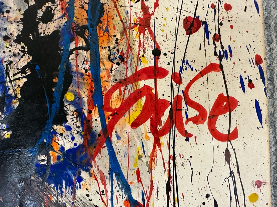 Hendrik Grise (1914-1982, Los Angeles) Original Abstract Modernist Painting On Paper In Manner Of Jackson Pollock Drip Painting Signed Grise 22.5W X 35H [Photo 4]