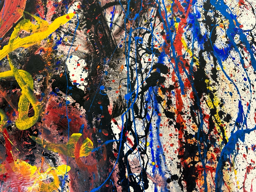 Hendrik Grise (1914-1982, Los Angeles) Original Abstract Modernist Painting On Paper In Manner Of Jackson Pollock Drip Painting Signed Grise 22.5W X 35H [Photo 11]