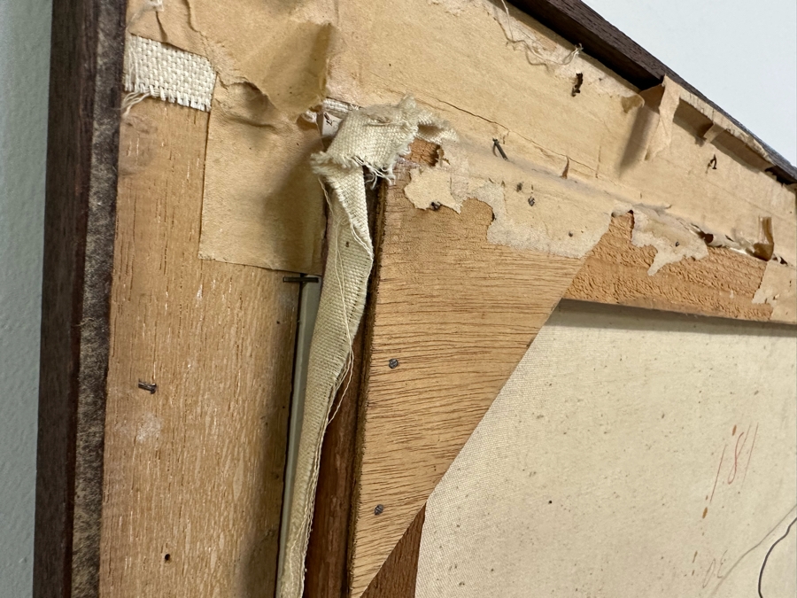 Original Signed Painting Of Woman Resting Near Boat Dock Signed Somkiat P. 71 32W X 32H Framed 37.5W X 37.5H [Photo 14]