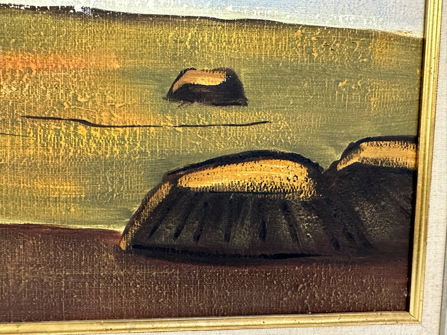 Original Mid-Century Breaking Ocean Wave Painting Signed V. Bong Bang 48W X 24H Framed 56 X 32 [Photo 6]