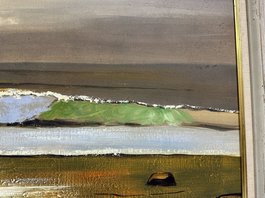 Original Mid-Century Breaking Ocean Wave Painting Signed V. Bong Bang 48W X 24H Framed 56 X 32 [Photo 7]