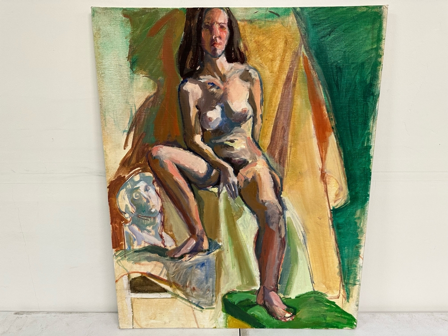 Unsigned Original Nude Painting On Board 24 X 30 [Photo 3]