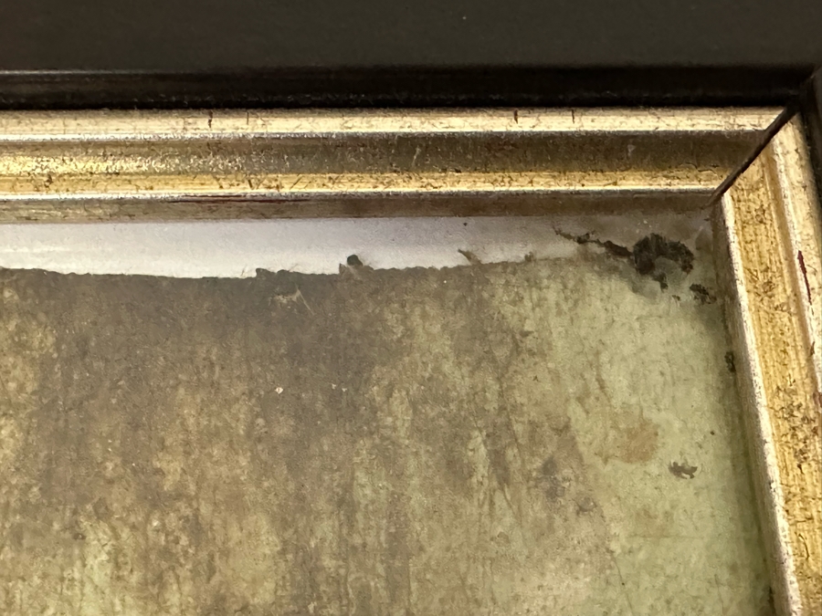 Original Abstract Painting Of Boats On The Beach On Canvas Behind Glass Frame Artist Signature Illegible 35 X 24 Framed 38 X 26 [Photo 12]