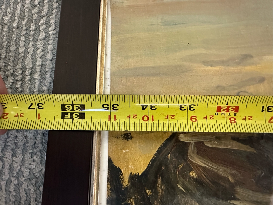 Original Abstract Painting Of Boats On The Beach On Canvas Behind Glass Frame Artist Signature Illegible 35 X 24 Framed 38 X 26 [Photo 20]