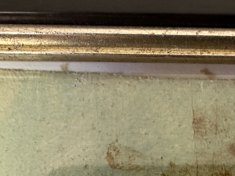 Original Abstract Painting Of Boats On The Beach On Canvas Behind Glass Frame Artist Signature Illegible 35 X 24 Framed 38 X 26 [Photo 11]