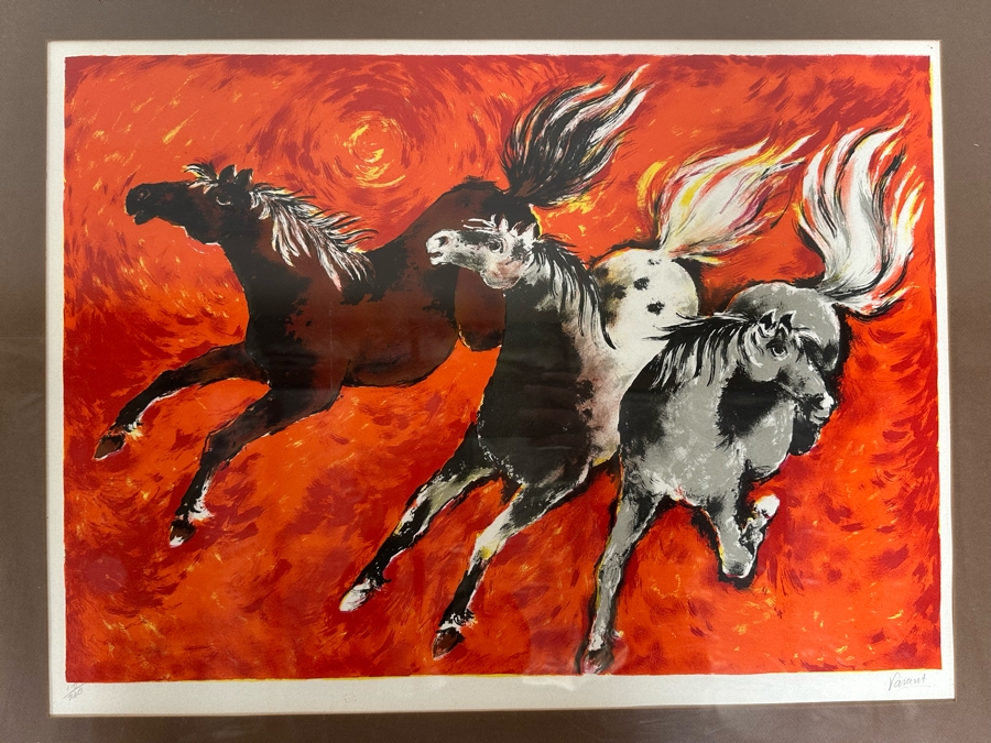 Hand Signed Lithograph By Varant Titled 'Horse Run' 22 X 16 Framed 27 X 22 [Photo 4]