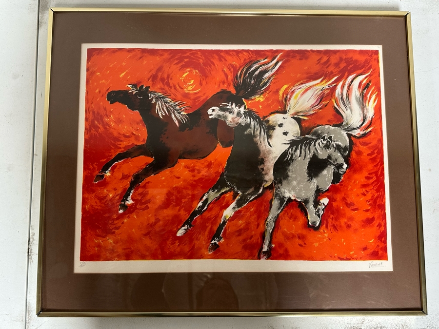 Hand Signed Lithograph By Varant Titled 'Horse Run' 22 X 16 Framed 27 X 22 [Photo 3]
