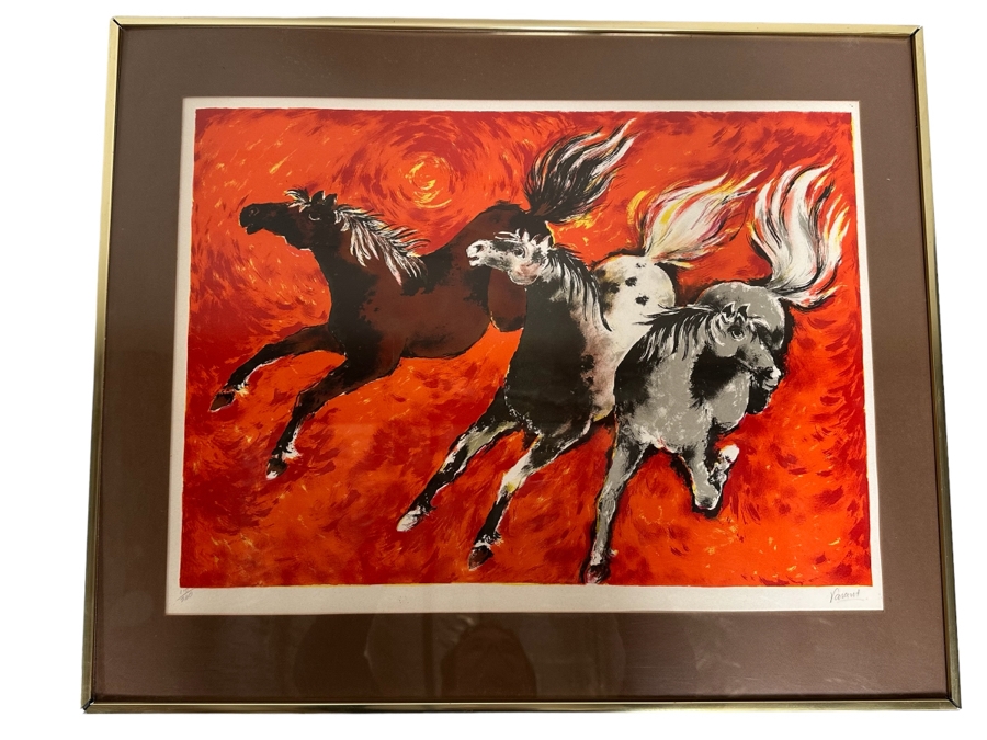 Hand Signed Lithograph By Varant Titled 'Horse Run' 22 X 16 Framed 27 X 22 [Photo 1]