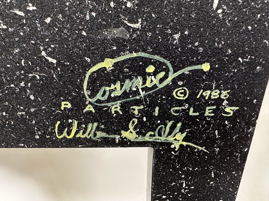 Original 1986 Unique Eighties Era Hand-Painted Room Divider Screen Signed And Titled 'Cosmic Particles' Will(ie) Sally? Each Panel Is 24W X 80H [Photo 8]