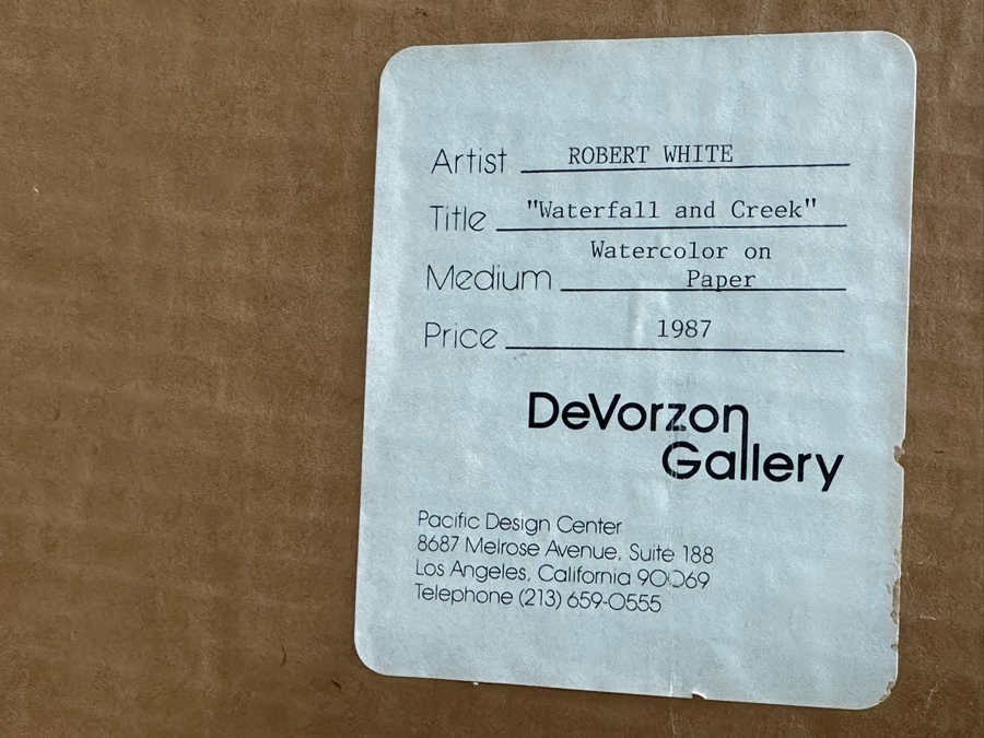 Robert White Original Watercolor Painting On Paper 1987 Titled 'Waterfall And Creek' DeVorzon Gallery 30 X 22 Framed 38 X 31 [Photo 9]