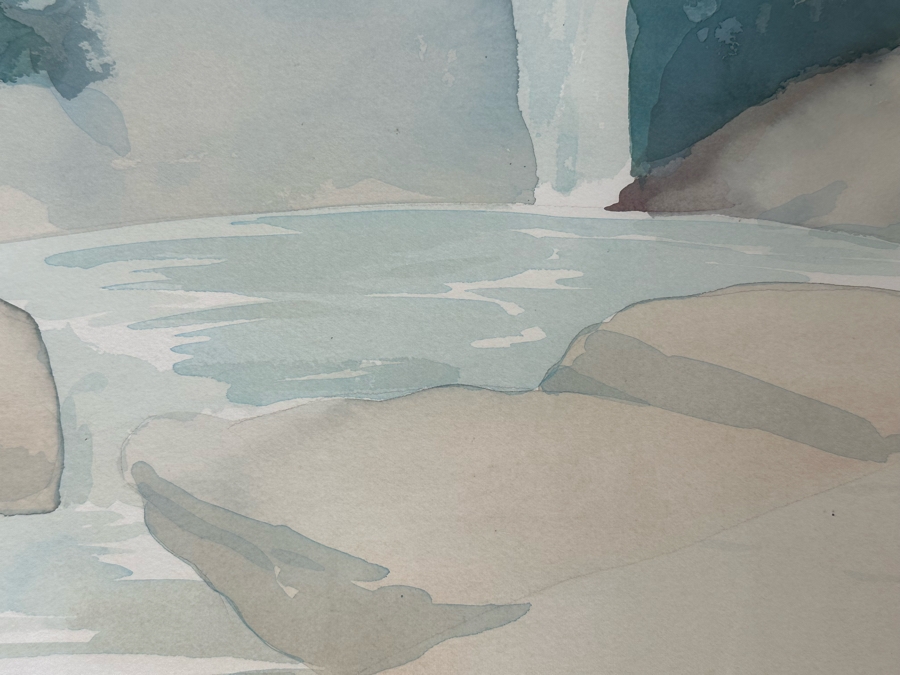 Robert White Original Watercolor Painting On Paper 1987 Titled 'Waterfall And Creek' DeVorzon Gallery 30 X 22 Framed 38 X 31 [Photo 7]