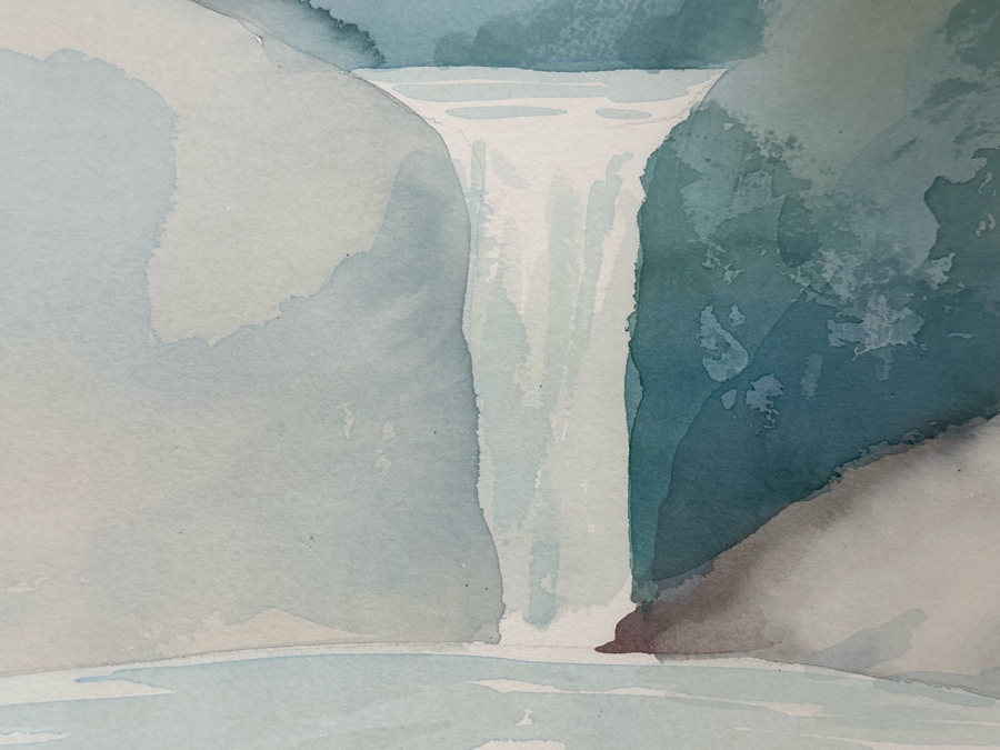 Robert White Original Watercolor Painting On Paper 1987 Titled 'Waterfall And Creek' DeVorzon Gallery 30 X 22 Framed 38 X 31 [Photo 6]