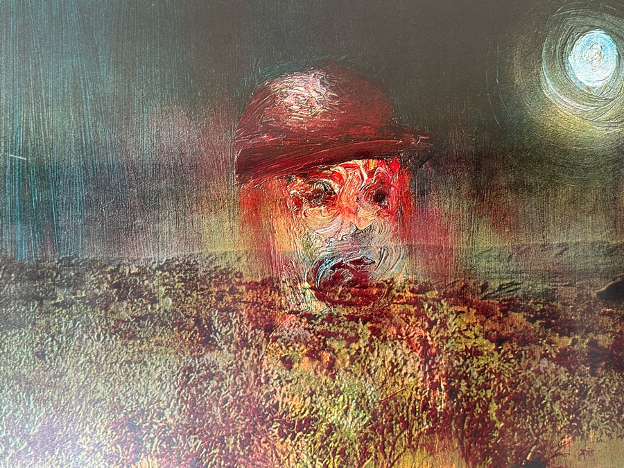 Sir Sidney Robert Nolan (1917-1992, Australian) Hand Signed Limited Edition Surrealism Print Titled 'Landscape - Miner With Dog' Signed 1 Of 70 30W X 30H Framed 33.5W X 33.5H [Photo 4]