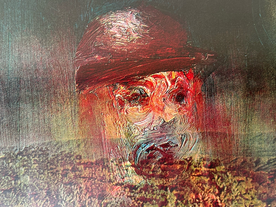 Sir Sidney Robert Nolan (1917-1992, Australian) Hand Signed Limited Edition Surrealism Print Titled 'Landscape - Miner With Dog' Signed 1 Of 70 30W X 30H Framed 33.5W X 33.5H [Photo 6]