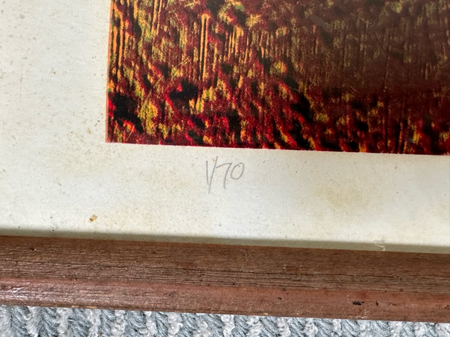 Sir Sidney Robert Nolan (1917-1992, Australian) Hand Signed Limited Edition Surrealism Print Titled 'Landscape - Miner With Dog' Signed 1 Of 70 30W X 30H Framed 33.5W X 33.5H [Photo 2]